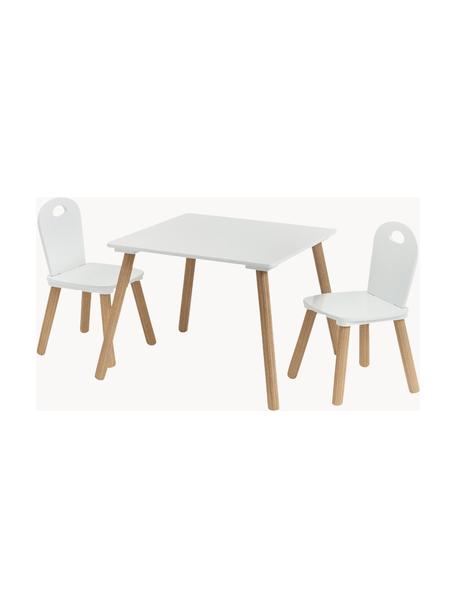 Set de mesa infantil Scandi, 3 pzas., Estructura: madera de pino con revest, Blanco, madera de pino, Set de diferentes tamaños