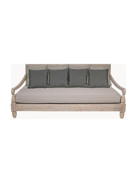 Garten-Loungesofa Bali aus Teakholz (4-Sitzer), Rahmen: Teakholz, FSC-zertifizier, Webstoff Greige, Dunkelgrau, Teakholz, B 190 x T 112 cm