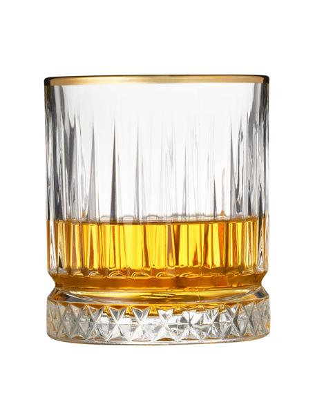 Verre à whisky avec bord doré Firenze, 4 pièces, Verre, Transparent, couleur dorée, Ø 9 x haut. 10 cm, 350 ml