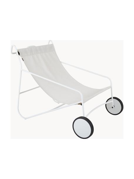 Tuin loungefauteuil Poul met wieltjes, 2 stuks, Bekleding: textiel, Frame: gecoat aluminium, Gebroken wit, wit, B 74 x D 106 cm