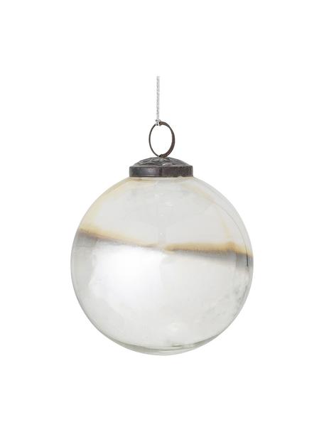 Pallina di Natale Mouna 2 pz, Bianco perla, grigio, beige, Ø 10 x Alt. 10 cm