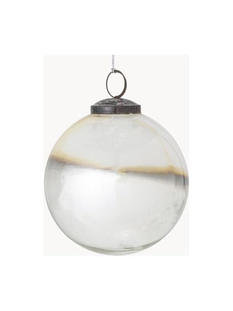 Boule de Noël Mouna, 2 pièces, Blanc nacré, gris, beige, Ø 10 x 10 cm