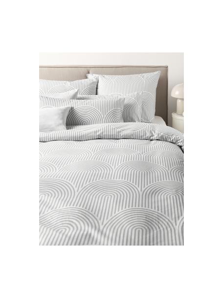 Funda nórdica de algodón Arcs, Gris, blanco, Cama 90 cm (155 x 220 cm)