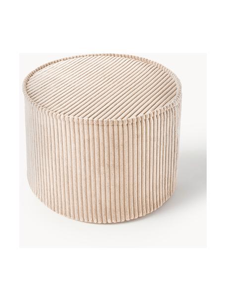 Pouf en velours côtelé pour enfant Sugar, Ø 40 cm, Velours côtelé beige, Ø 40 x haut. 25 cm