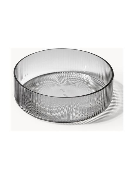 Bols striés soufflés bouche Ripple, 2 pièces, Verre, soufflé bouche, Gris, transparent et haute brillance, Ø 12 cm