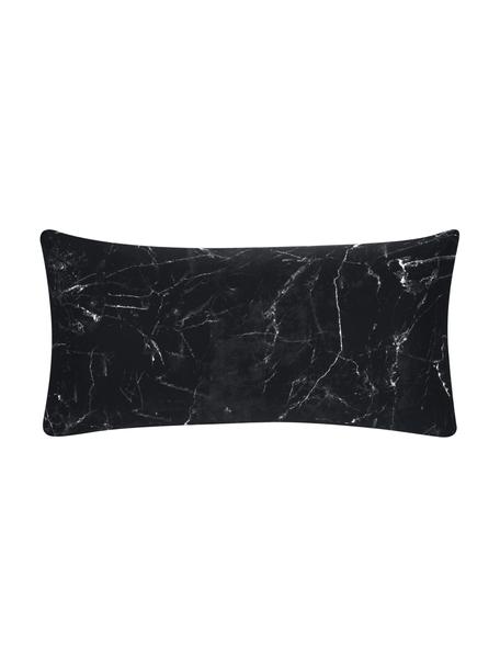Povlak na polštář z bavlněného perkálu s mramorovým vzorem Malin, 2 ks, Černá, Š 40 cm, D 80 cm