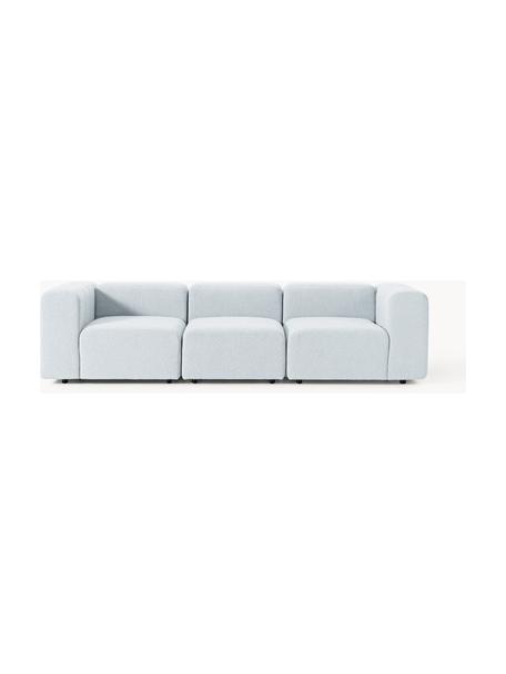 Modulares Bouclé-Sofa Lena (4-Sitzer), Bezug: Bouclé (93 % Polyester, 6, Gestell: Buchenholz, Spanplatte, H, Bouclé Hellblau, B 287 x T 106 cm