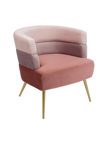 Fluwelen fauteuil Sandwich in retro design, Bekleding: polyester fluweel, Poten: gecoat metaal, Fluweel roze, B 65 x D 64 cm
