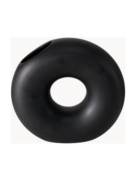 Vase Mellery, Steingut, Schwarz, B 21 x H 19 cm