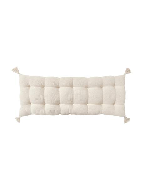 Cojín de banco con borlas Rheya, Blanco crema, An 48 x L 120 cm