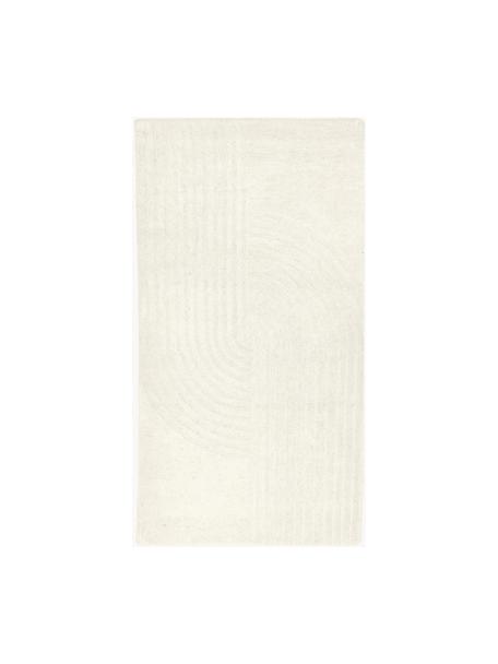 Handgetuft wollen vloerkleed Mason, Onderzijde: 100% katoen Bij wollen vl, Crèmewit, B 80 x L 150 cm (maat XS)