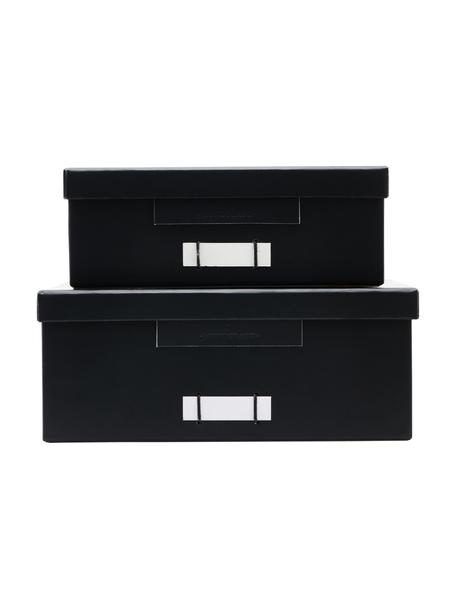 Set de cajas File, 2 uds., Papel, Negro, Set de diferentes tamaños