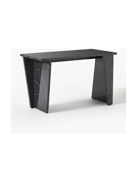 Psací stůl v mramorovém vzhledu Liam, Dřevovláknitá deska střední hustoty (MDF) pokrytá melaminovou fólií, Černá, v mramorovém vzhledu, Š 120 cm, H 60 cm