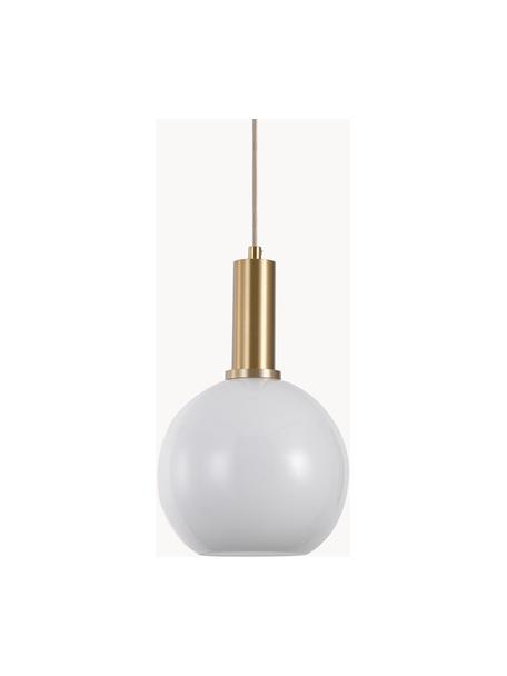 Lampa wisząca ze szklanym kloszem Chelsea, Biały, odcienie złotego, Ø 20 x W 31 cm