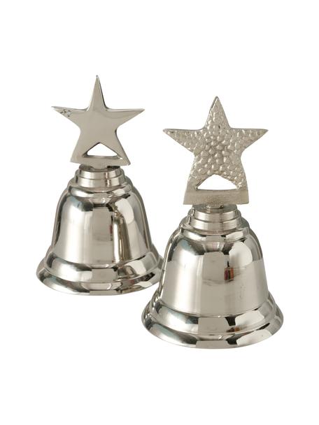 Deko-Glocken-Set Liselle aus Metall, 2-tlg., Aluminium, beschichtet, Silberfarben, Ø 7 x H 11 cm
