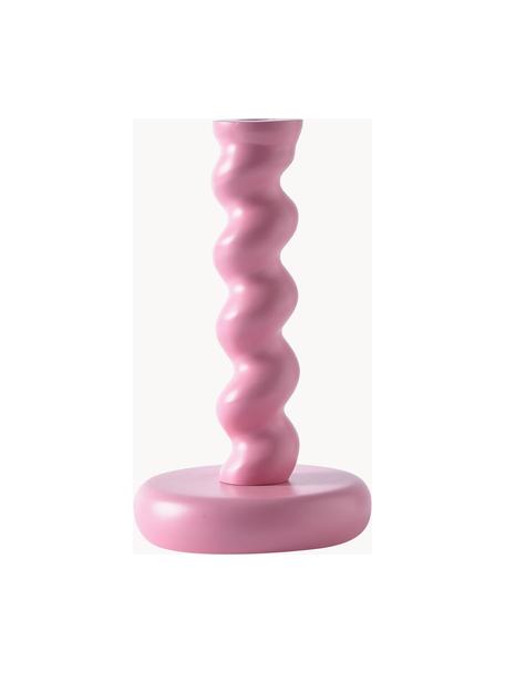 Candelabro in metallo fatto a mano Twister, Metallo rivestito, Rosa, Ø 14 x Alt. 24 cm