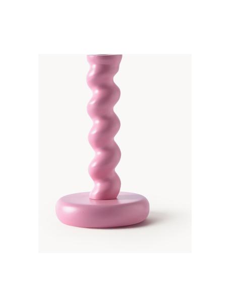 Ručně vyrobený kovový svícen Twister, Potažený kov, Růžová, Ø 14 cm, V 24 cm