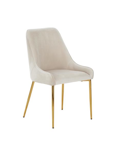 Krzesło tapicerowane z aksamitu Ava, Tapicerka: aksamit (100% poliester) , Nogi: metal galwanizowany, Beżowy aksamit, odcienie złotego, S 53 x G 60 cm