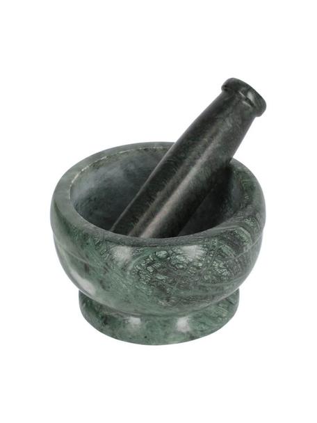 Mramorový hmoždíř s paličkou Cindea, Mramor, Zelená, mramorovaná, Ø 13 cm, V 8 cm