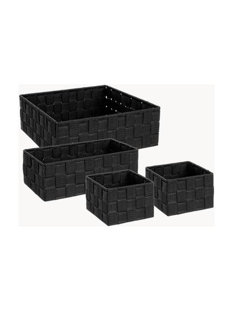 Set de cajas Bind, 4 uds., Tapizado: fibra sintética, Estructura: acero recubierto, Gris antracita, Set de diferentes tamaños