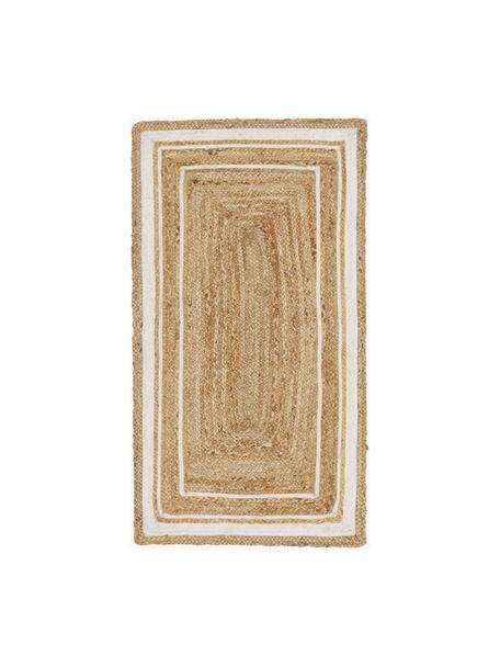 Handgeweven jute vloerkleed Clover, 75% jute, 25% katoen

Het materiaal dat in dit product wordt gebruikt, is getest op schadelijke stoffen en gecertificeerd volgens STANDARD 100 door OEKO-TEX®, HOHENSTEIN HTTI, 16.HIN.79297., Bruin, wit, B 80 x L 150 cm (maat XS)