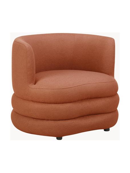 Design bouclé fauteuil Solomon, Bekleding: 100% polyester Met 35.000, Frame: massief sparrenhout, FSC-, Poten: kunststof, Bouclé terracotta, B 95 x D 80 cm