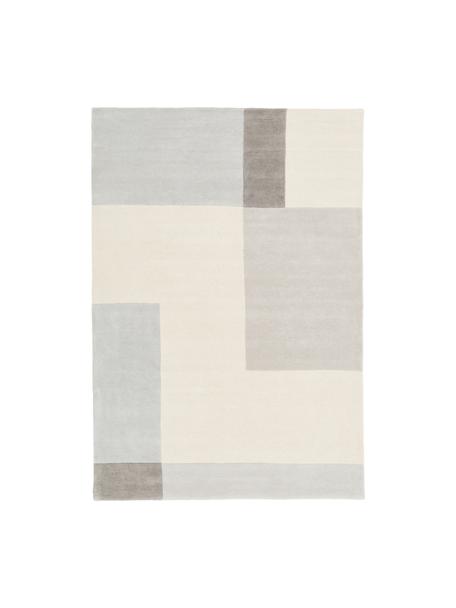 Handgetuft wollen vloerkleed Keith met geometrisch patroon, Bovenzijde: 100% wol, Onderzijde: 100% katoen Bij wollen vl, Beige, grijs, B 120 x L 180 cm (maat S)