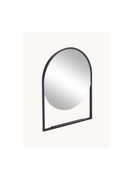 Wandspiegel Cassiopea mit LED-Beleuchtung, Spiegelfläche: Spiegelglas, Schwarz, B 60 x H 75 cm