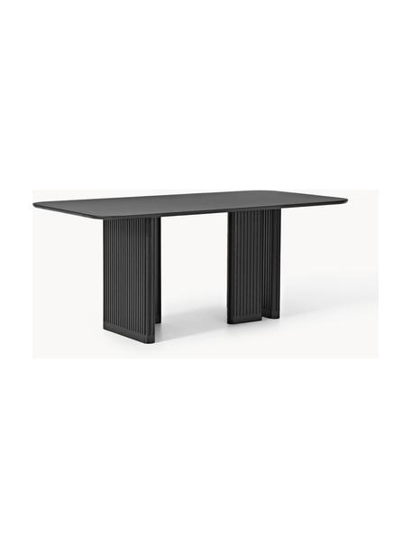 Mesa de comedor de madera de roble Jolka, tamaños diferentes, Estructura: madera de roble lacada, Madera de roble lacada en negro, An 180 x F 95 cm