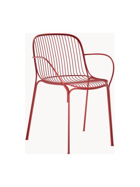 Chaise de jardin à accoudoirs Hiray, Acier galvanisé, laqué, Rouge, larg. 46 x prof. 55 cm