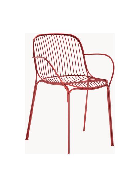 Garten-Armlehnstuhl Hiray, Verzinkter Stahl, lackiert, Rot, B 46 x T 55 cm