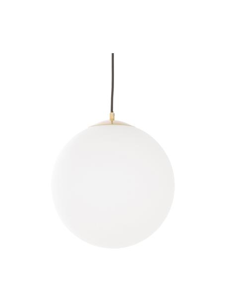Hanglamp met bollen Beth van opaalglas, Lampenkap: opaalglas, Wit, messingkleurig, Ø 30 cm