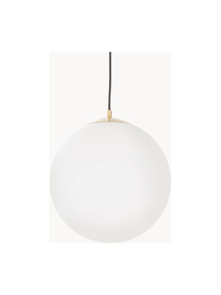 Lámpara de techo de vidrio opalino Beth, Pantalla: vidrio opalino, Anclaje: metal latón, Cable: tela, Blanco, Ø 30 cm