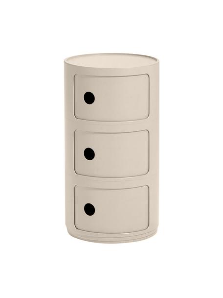 Odkládací stolek Componibili, 3 moduly, 100 % biopolymer z obnovitelných surovin, Matná krémová, Ø 32 cm, V 59 cm