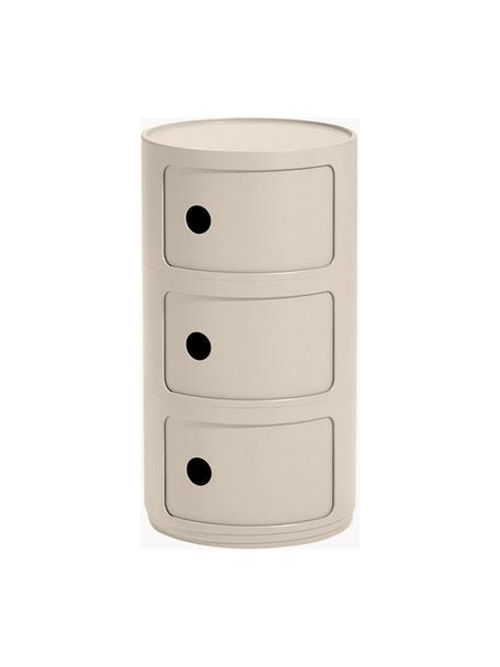 Mesa auxiliar de diseño Componibili, 3 módulos, 100% biopolímero de materias primas renovables, Beige mate, Ø 32 x Al 59 cm