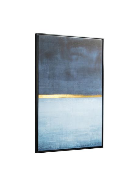 Gerahmter Leinwanddruck Wrigley, Rahmen: Mitteldichte Holzfaserpla, Bild: Leinwand, Blautöne, Goldfarben, B 60 x H 90 cm