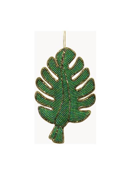 Décoration de sapin de Noël Leaf, 2 pièces, Vert, couleur dorée, larg. 9 x haut. 14 cm
