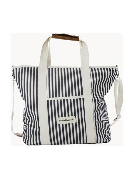 Borsa termica Strand, 40% cotone, 40% poliestere, 15% vinile impermeabile, 5% pelle, Bianco latte, antracite, Larg. 41 x Alt. 51 cm