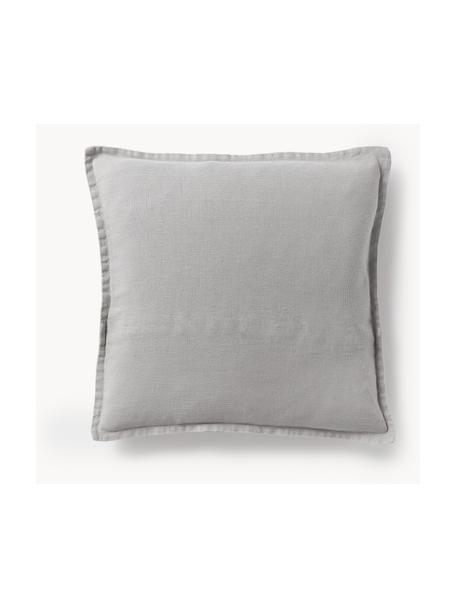 Linnen kussenhoes Luana in lichtgrijs, 100% linnen, Lichtgrijs, B 40 x L 40 cm