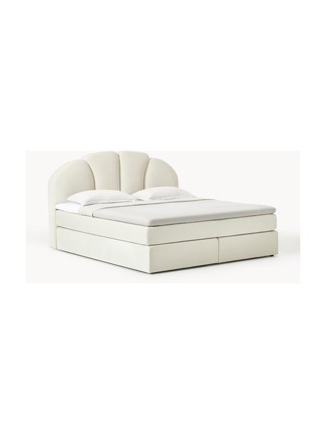 Boxspring bed Romia, Bekleding: 100% polyester Met 100.00, Matras: 7-zone pocketveren kern, Geweven stof gebroken wit, B 200 x L 200 cm, hardheidsgraad H3