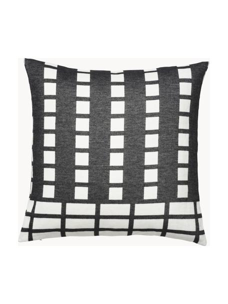 Housse de coussin 60x60 en coton Contemporary, Coton, Blanc cassé, anthracite, larg. 60 x long. 60 cm