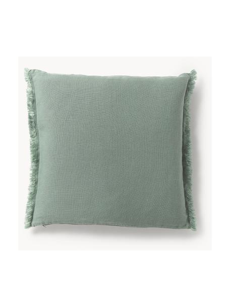 Housse de coussin pur lin avec franges Luana, 100 % pur lin

Le lin est naturellement doté d'un toucher plutôt rugueux et d'un aspect froissé
Sa résistance élevée au accrocs lui confère robustesse et longévité, Vert sauge, larg. 50 x long. 50 cm