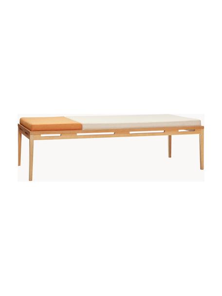 Diván Amber, Tapizado: 100% poliéster, Estructura: madera de roble, Tejido naranja, blanco crema, madera de roble, An 180 x F 80 cm