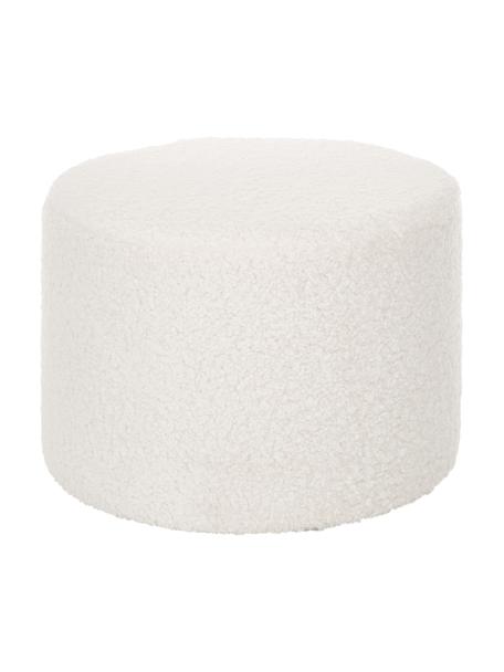 Teddy-Hocker Daisy, Bezug: Polyester (Teddyfell) 40., Rahmen: Sperrholz, Teddy Cremeweiss, Ø 54 x H 38 cm