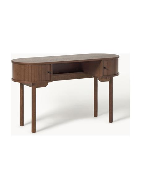Escritorio Calary, Estructura: fibras de densidad media , Patas: madera de roble maciza co, Acabado de madera de nogal, An 130 x F 50 cm