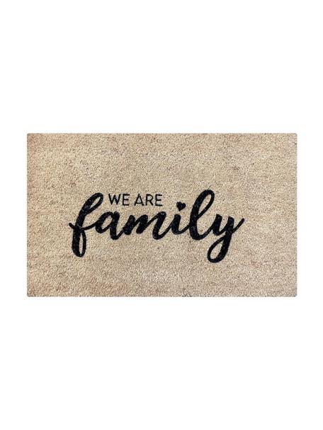 Fußmatte We Are Family, Oberseite: Kokosfaser, Unterseite: Vinyl, Beige, Schwarz, B 45 x L 75 cm