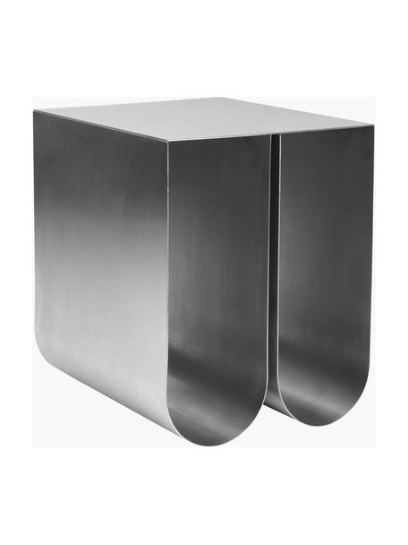 Stolik pomocniczy z metalu Curved, Stal szlachetna, Odcienie srebrnego, S 26 x W 36 cm