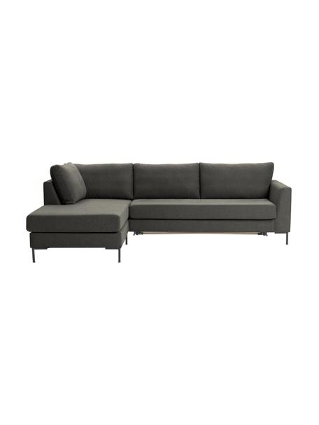 Rozkładana sofa narożna Luna (3-osobowa), Tapicerka: 100% poliester, certyfika, Stelaż: lite drewno bukowe, drewn, Nogi: metal galwanizowany, Antracytowa tkanina, S 270 x G 184 cm, lewostronna