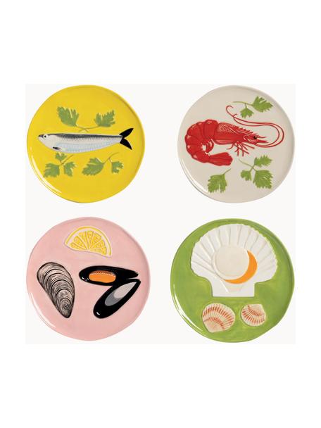 Set de platos postre de dolomita De La Mer, 4 uds., Dolomita esmaltada, Multicolor, Ø 16 cm