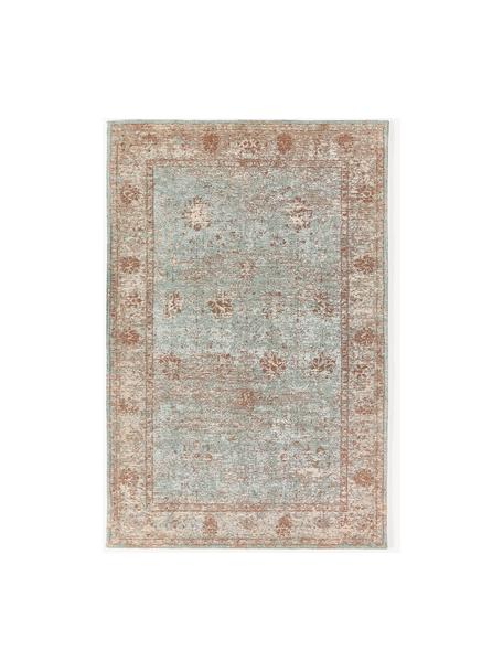 Chenilleteppich Rimini, handgewebt, Flor: 95 % Baumwolle, 5 % Polye, Türkisgrün, Beige, Braun, B 120 x L 180 cm (Grösse S)